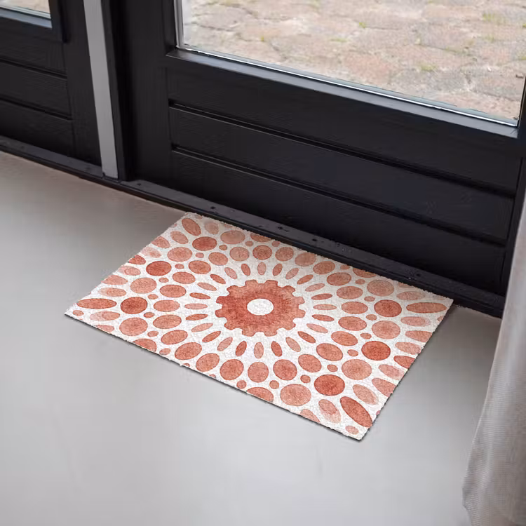 Patroon - Cirkels - Abstract - Modern - Rood Deurmat klein -sfeer2