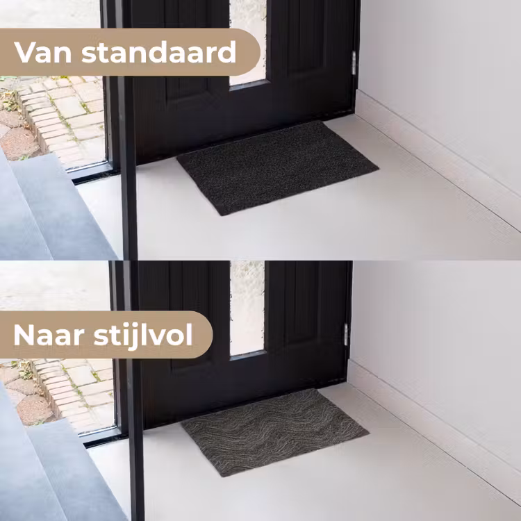 Patroon - Contrast - Antraciet Deurmat klein 898 -voor-na_NL