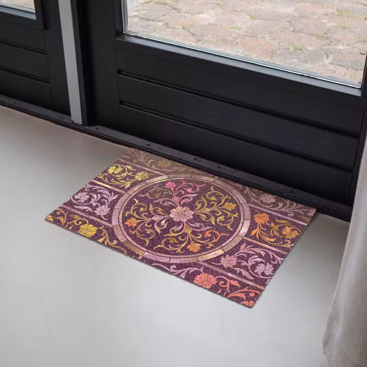 Patroon - Floraal - Oosters - Paars - Goud Deurmat klein -sfeer2
