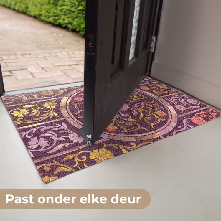 Patroon - Floraal - Oosters - Paars - Goud Deurmat klein -USP_NL