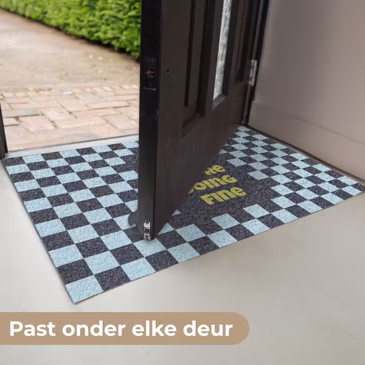 Patroon - Geblok - Blauw - Slow down you're doing fine Deurmat klein -USP_NL