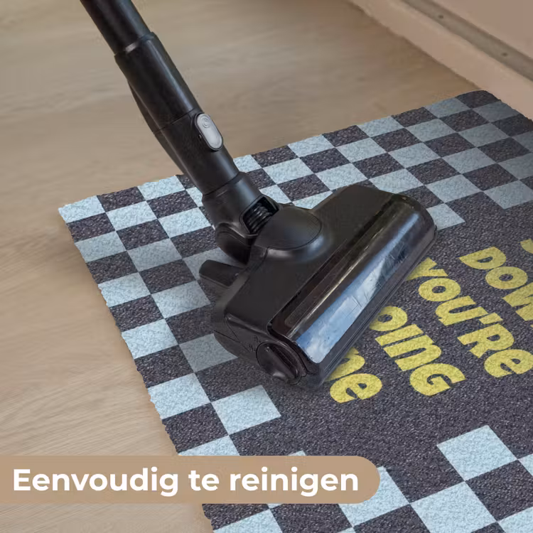 Patroon - Geblok - Blauw - Slow down you're doing fine Deurmat klein -reinigen_NL