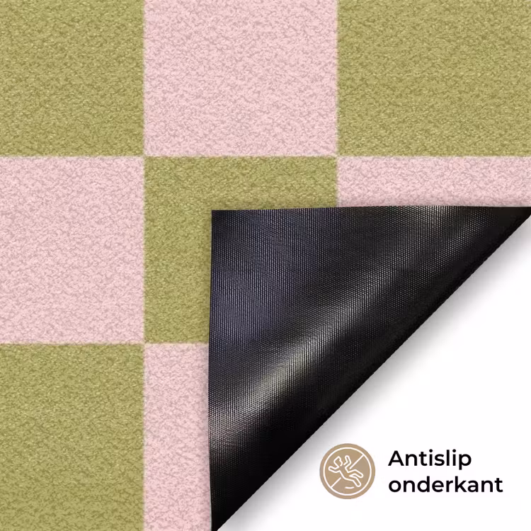 Patroon - Geblokt - Olijfgroen - Amore Deurmat klein -antislip_NL