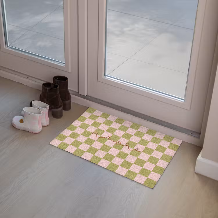 Patroon - Geblokt - Olijfgroen - Amore Deurmat klein -sfeer3