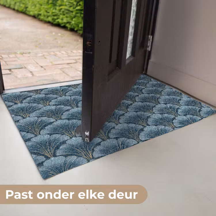 Patroon - Ginkgoblad - Blauw Deurmat klein 898 -USP_NL
