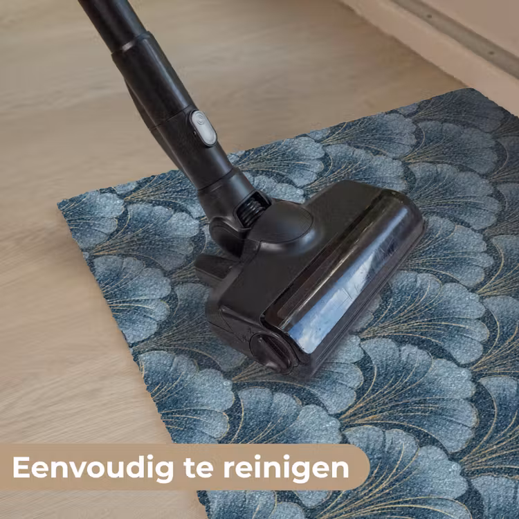 Patroon - Ginkgoblad - Blauw Deurmat klein 898 -reinigen_NL