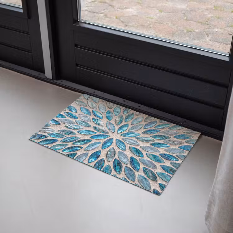 Patroon - Glans - Abstract - Blauw - Decoratie Deurmat klein -sfeer2