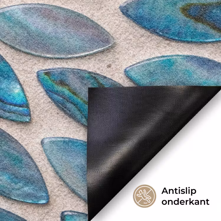 Patroon - Glans - Abstract - Blauw - Decoratie Deurmat klein -antislip_NL