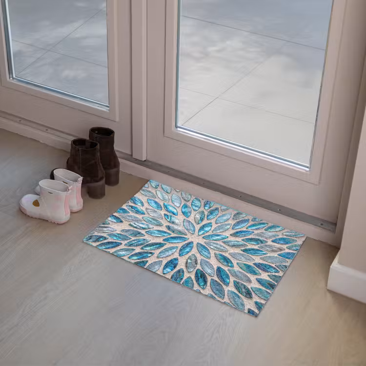 Patroon - Glans - Abstract - Blauw - Decoratie Deurmat klein -sfeer3