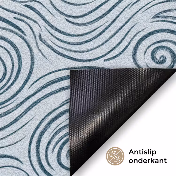 Patroon - Golven - Abstract - Modern - Blauw Deurmat klein -antislip_NL