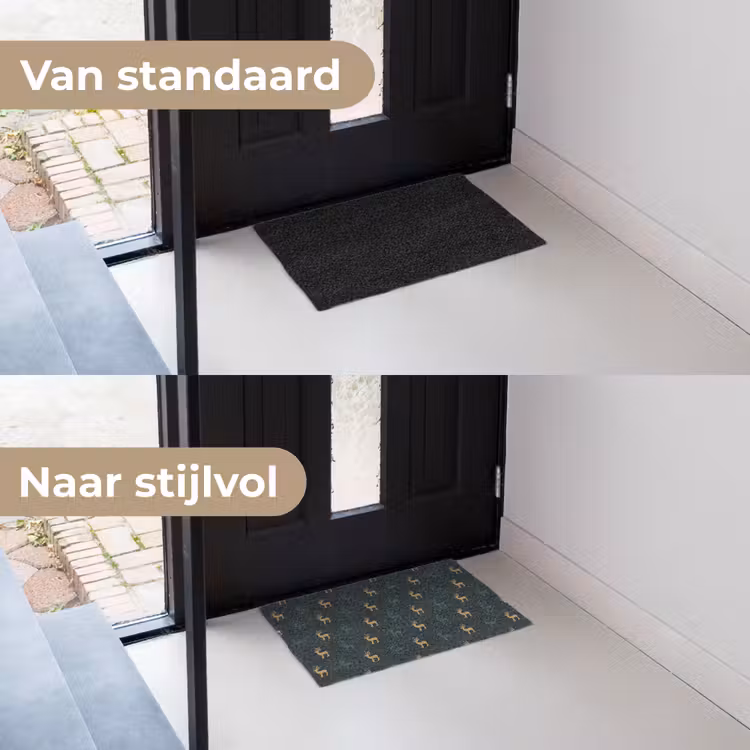 Patroon - Groen - Herten Deurmat klein 898 -voor-na_NL