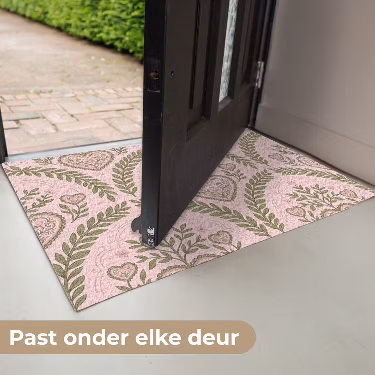 Patroon - Hart - Bloemen - Folkloristisch - Roze Deurmat klein -USP_NL