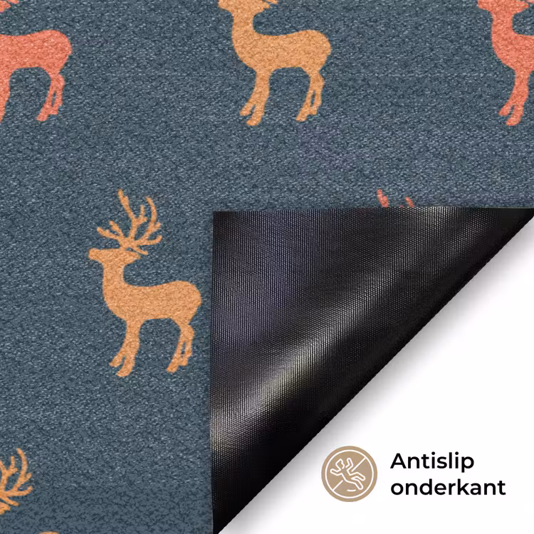 Patroon - Herten - Blauw Deurmat klein 898 -antislip_NL