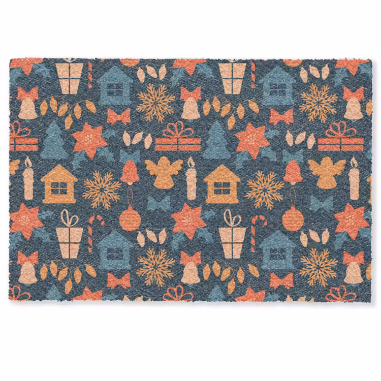 Patroon - Kerst - Symbolen - Blauw Deurmat klein 898 -zkaufland3d