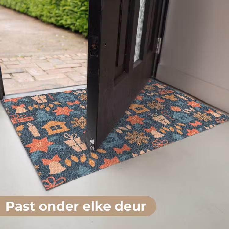 Patroon - Kerst - Symbolen - Blauw Deurmat klein 898 -USP_NL