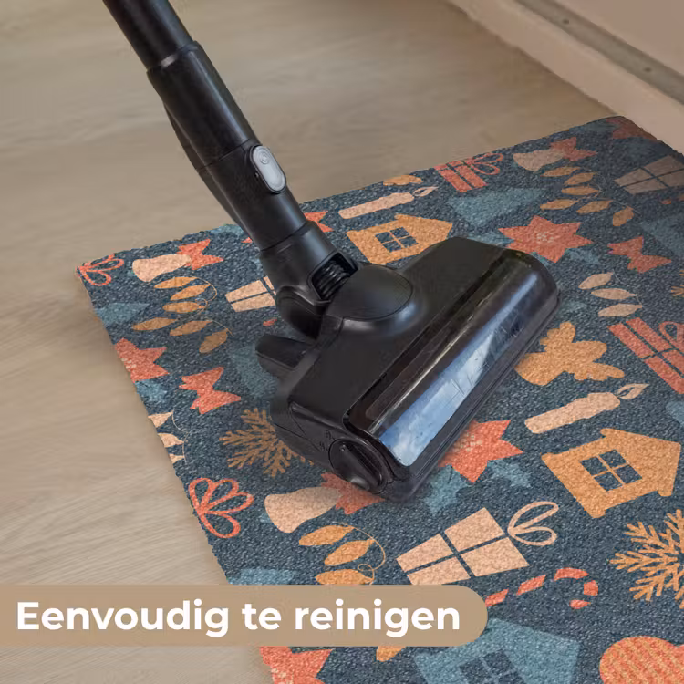 Patroon - Kerst - Symbolen - Blauw Deurmat klein 898 -reinigen_NL