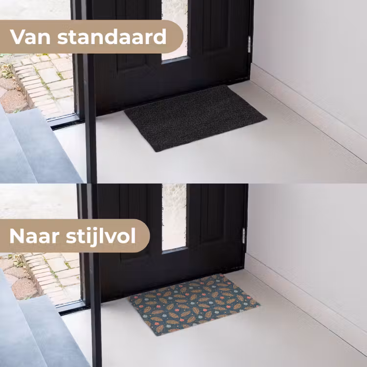 Patroon - Kerst - Symbolen - Donkerblauw Deurmat klein 898 -voor-na_NL