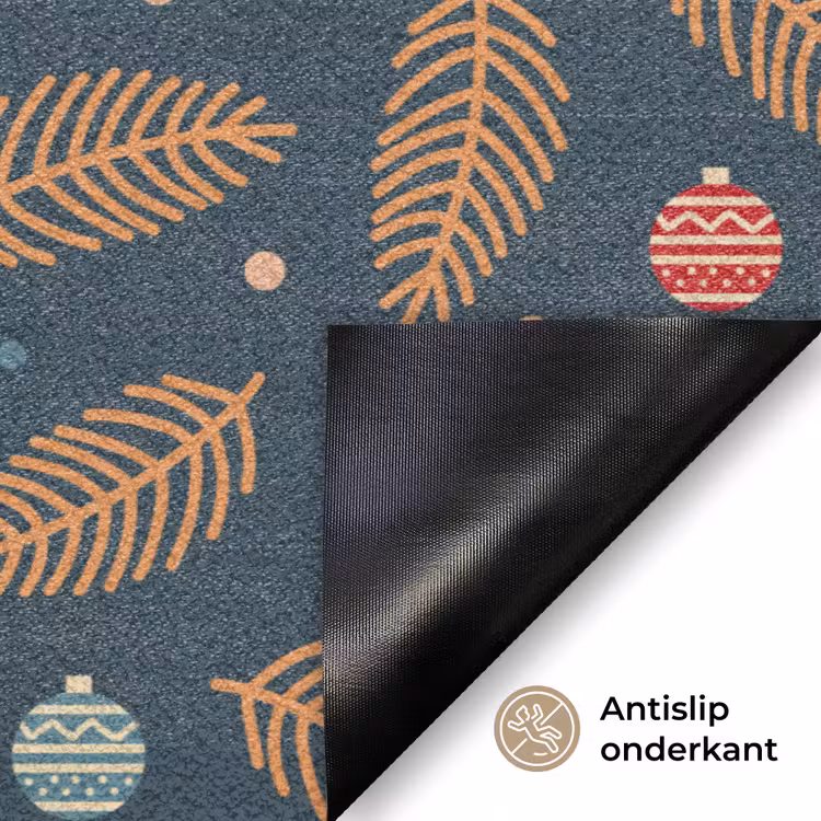 Patroon - Kerst - Symbolen - Donkerblauw Deurmat klein 898 -antislip_NL