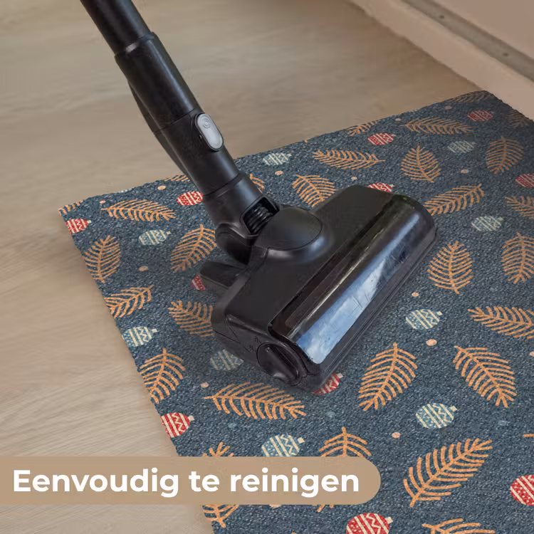 Patroon - Kerst - Symbolen - Donkerblauw Deurmat klein 898 -reinigen_NL