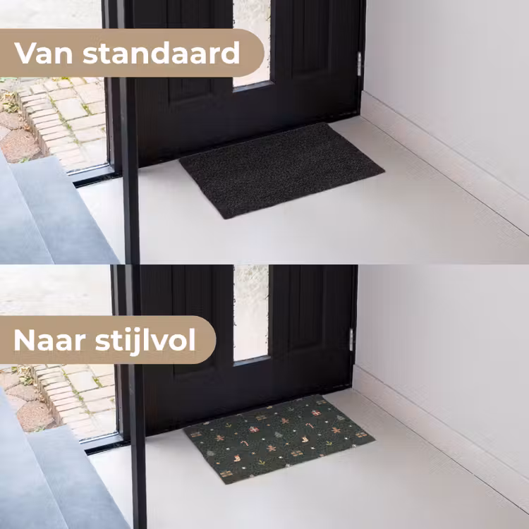 Patroon - Kerstsymbolen - Groen Deurmat klein 898 -voor-na_NL