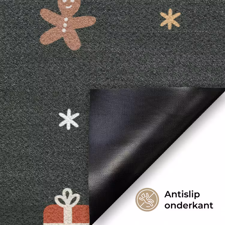 Patroon - Kerstsymbolen - Groen Deurmat klein 898 -antislip_NL