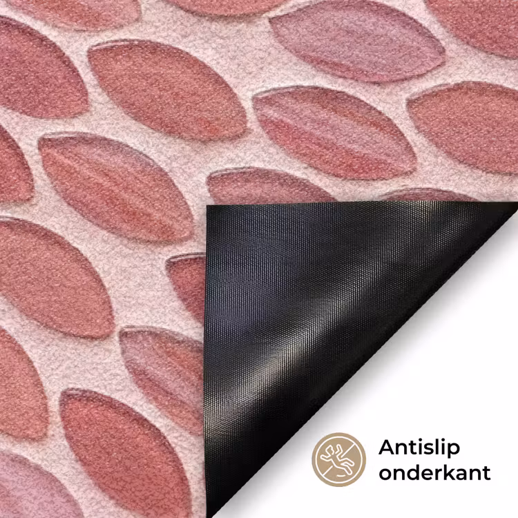 Patroon - Mozaïek - Ovaal - Abstract - Roze Deurmat klein -antislip_NL