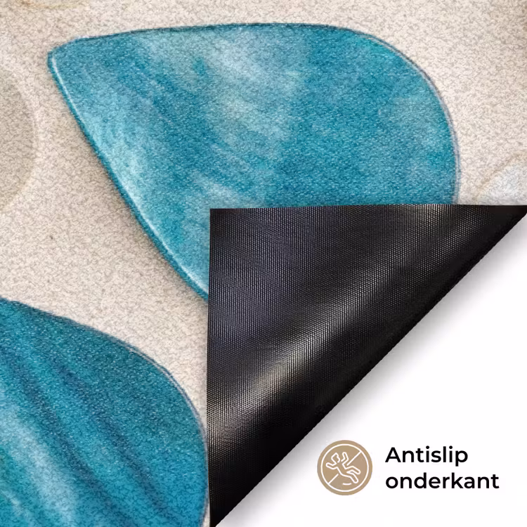 Patroon - Mozaïek - Schelpen - Abstract - Turquoise Deurmat klein -antislip_NL