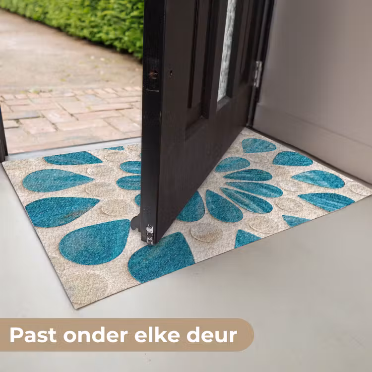 Patroon - Mozaïek - Schelpen - Abstract - Turquoise Deurmat klein -USP_NL