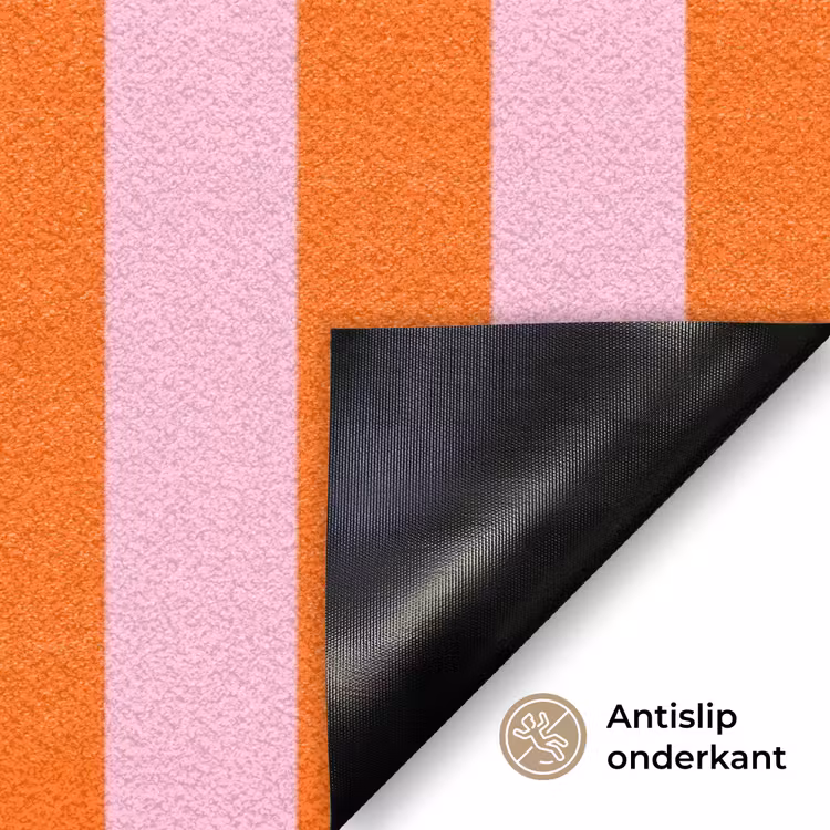Patroon - Oranje - Fijn - Strepen Deurmat klein -antislip_NL