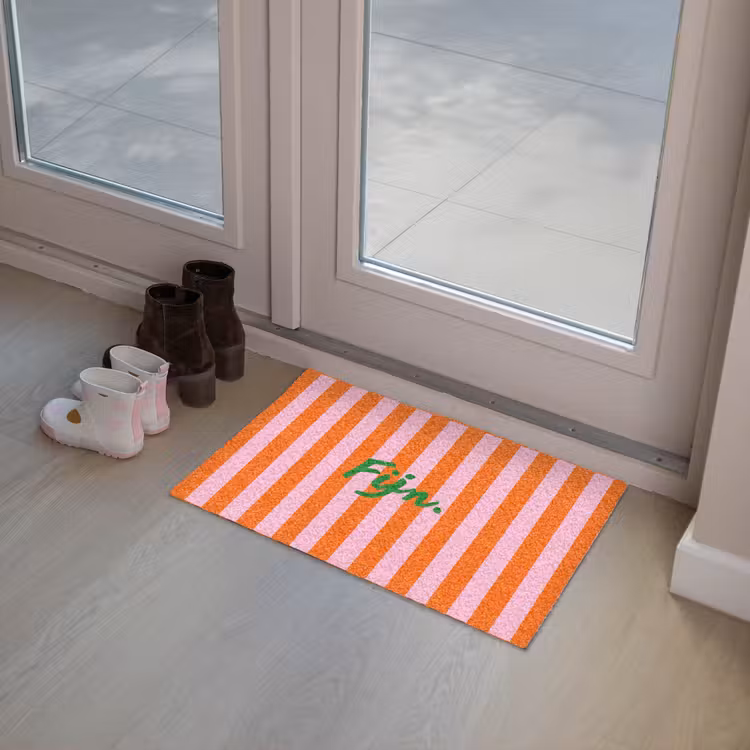 Patroon - Oranje - Fijn - Strepen Deurmat klein -sfeer3