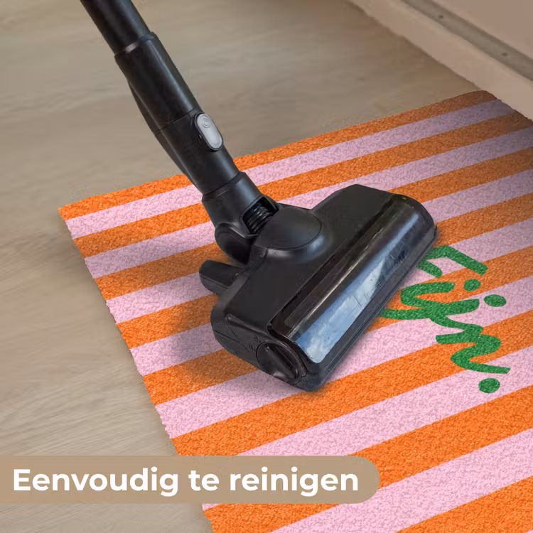 Patroon - Oranje - Fijn - Strepen Deurmat klein -reinigen_NL