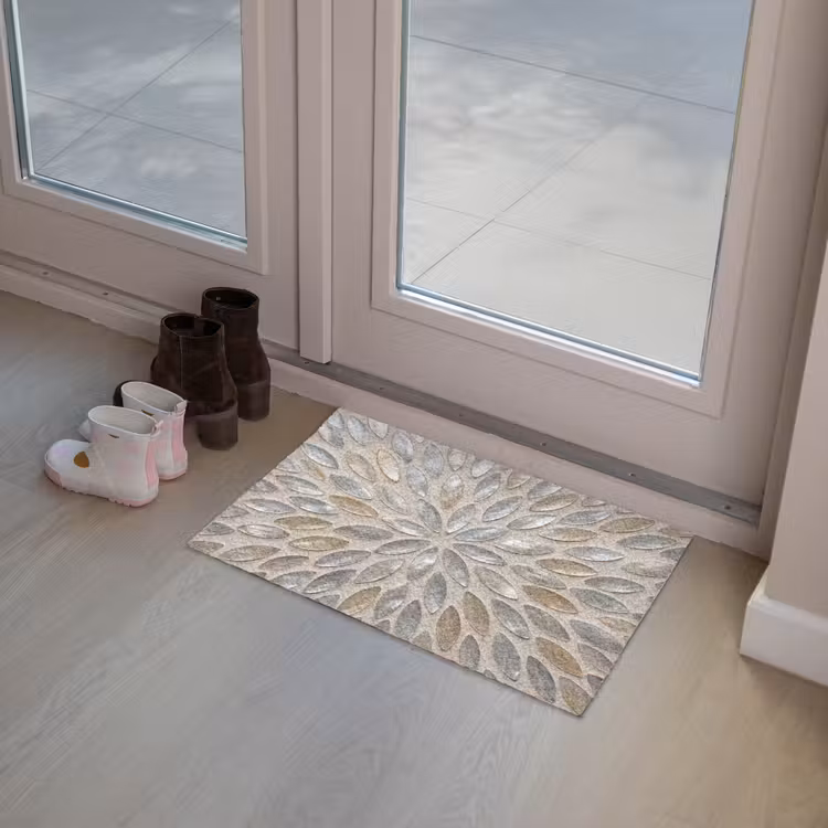Patroon - Ovaal - Glanzend - Abstract - Beige Deurmat klein -sfeer3