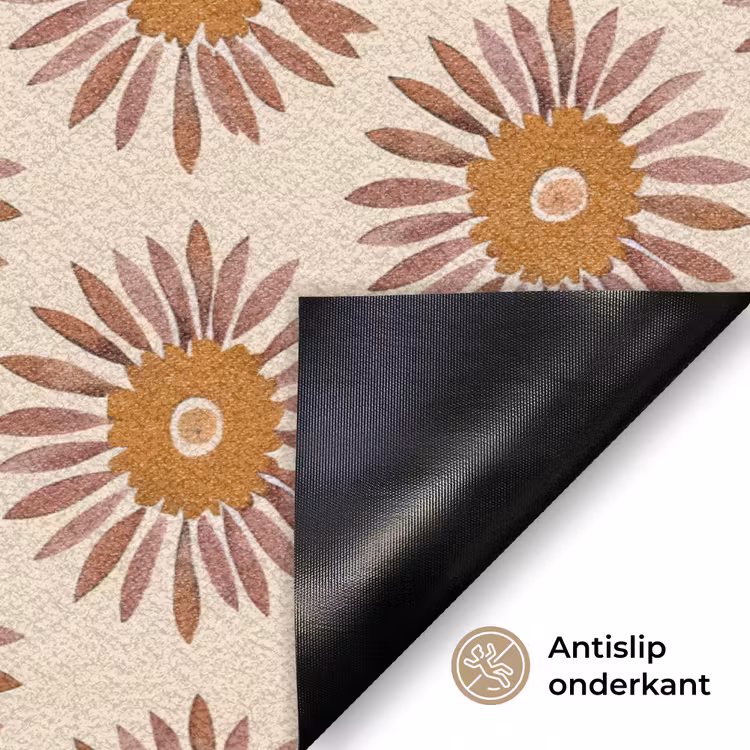 Patroon - Retro - Bruin Deurmat klein 898 -antislip_NL