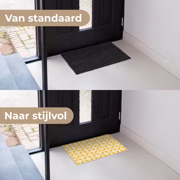 Patroon - Retro - Geel Deurmat klein 898 -voor-na_NL
