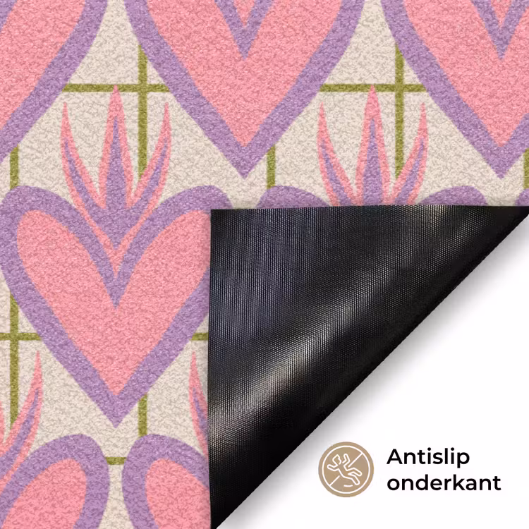 Patroon - Roze - Hartjes Deurmat klein 898 -antislip_NL