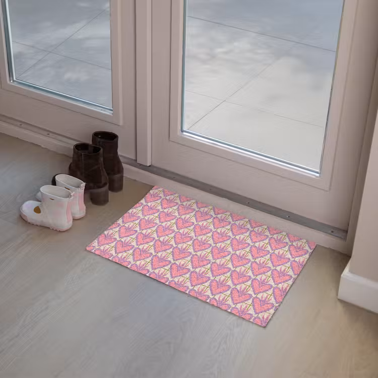 Patroon - Roze - Hartjes Deurmat klein 898 -sfeer3