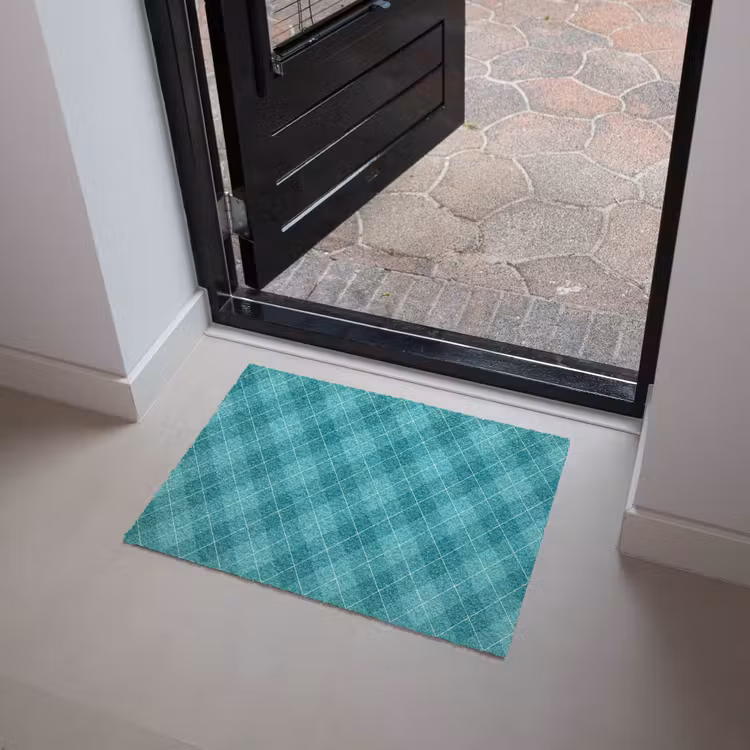 Patroon - Ruiten - Blauw Deurmat klein 898 -sfeer5