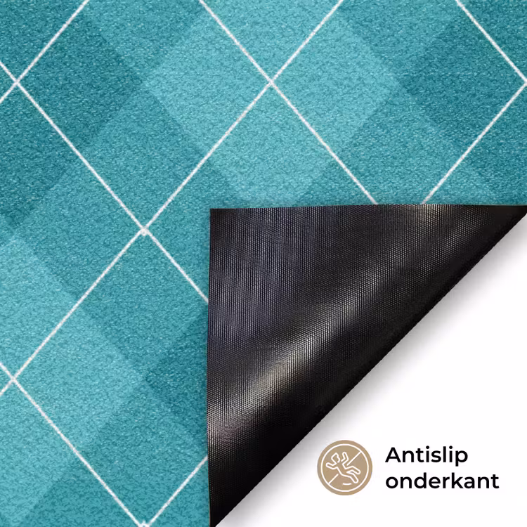 Patroon - Ruiten - Blauw Deurmat klein 898 -antislip_NL
