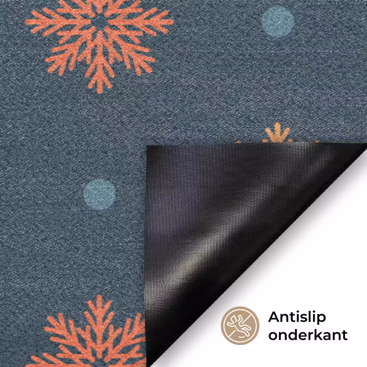 Patroon - Sneeuwvlokken - Blauw Deurmat klein 898 -antislip_NL
