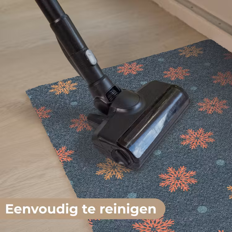 Patroon - Sneeuwvlokken - Blauw Deurmat klein 898 -reinigen_NL