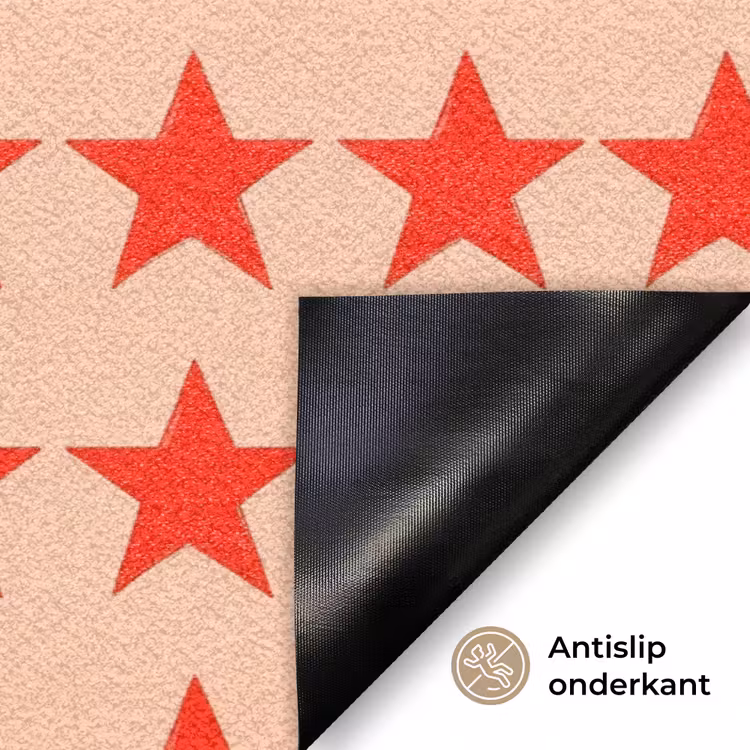 Patroon - Sterren - Rood Deurmat klein 898 -antislip_NL