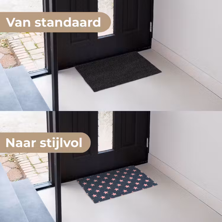 Patroon - Sterren - Roze Deurmat klein 898 -voor-na_NL