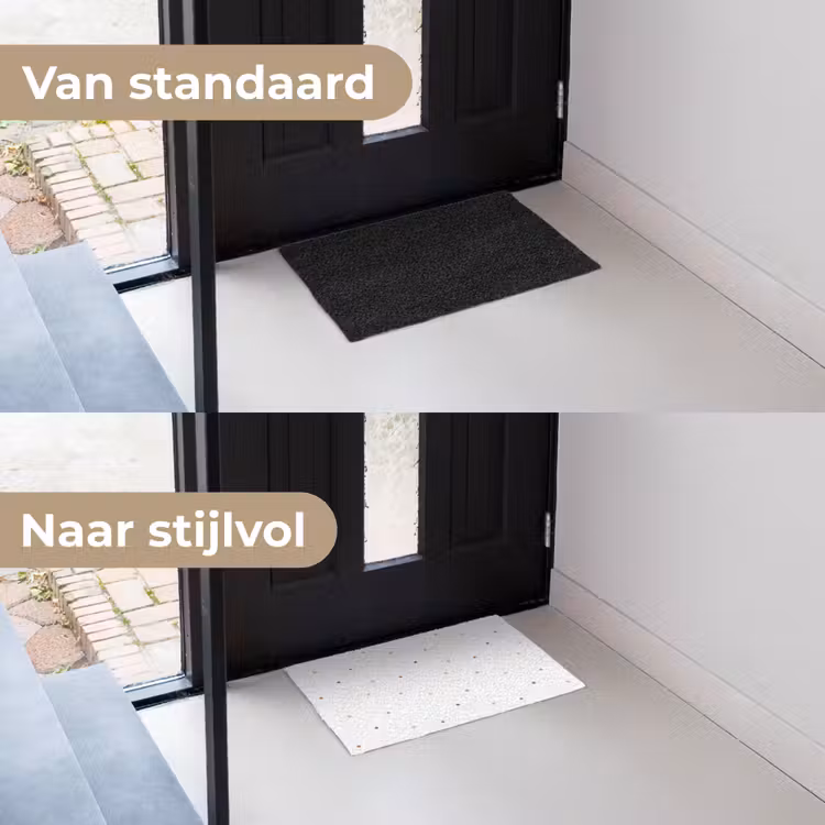 Patroon - Stippen - Sterren - Wit Deurmat klein 898 -voor-na_NL