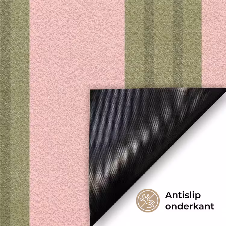 Patroon - Strepen - Abstract - Roze - Groen Deurmat klein -antislip_NL
