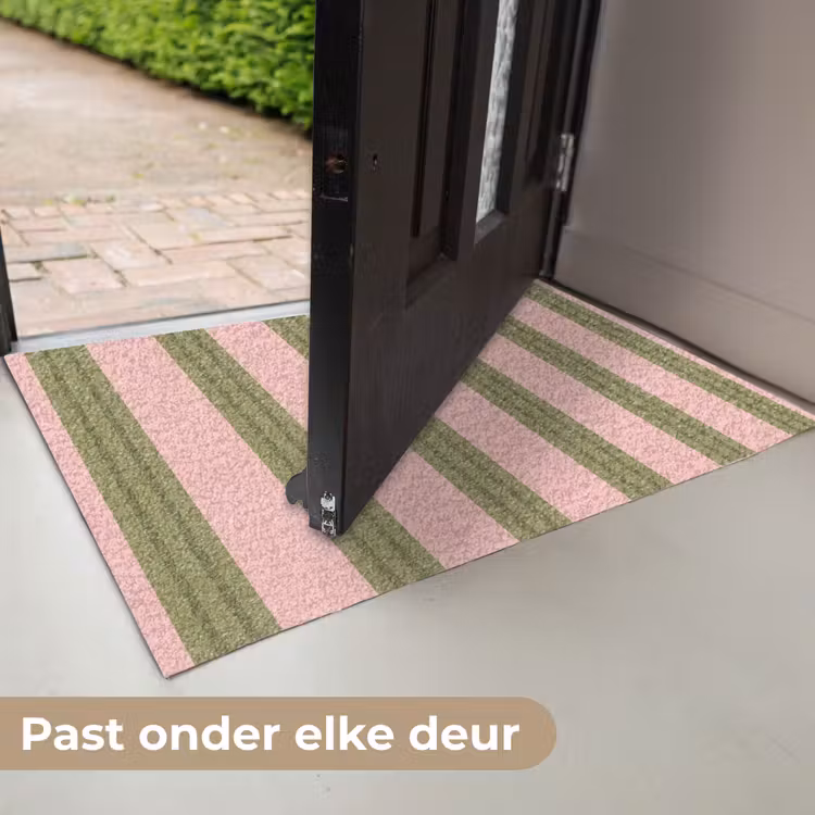 Patroon - Strepen - Abstract - Roze - Groen Deurmat klein -USP_NL