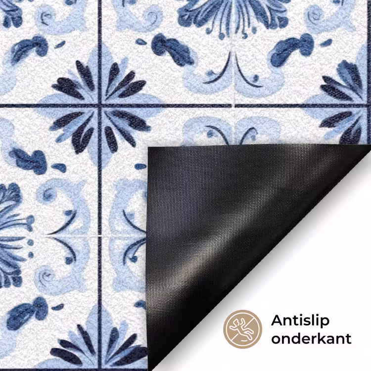 Patroon - Tegel - Blauw Deurmat klein 898 -antislip_NL