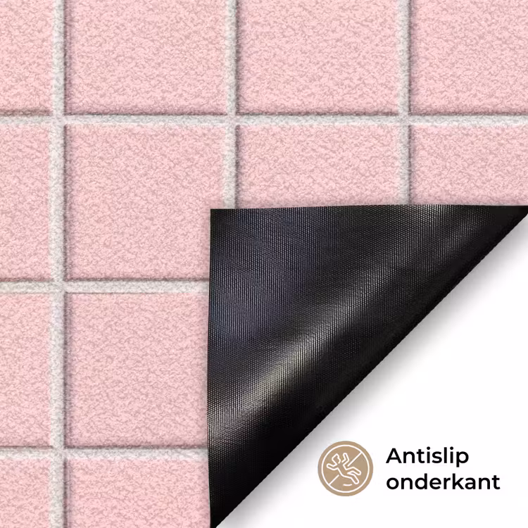Patroon - Tegel - Pastelroze Deurmat klein 898 -antislip_NL