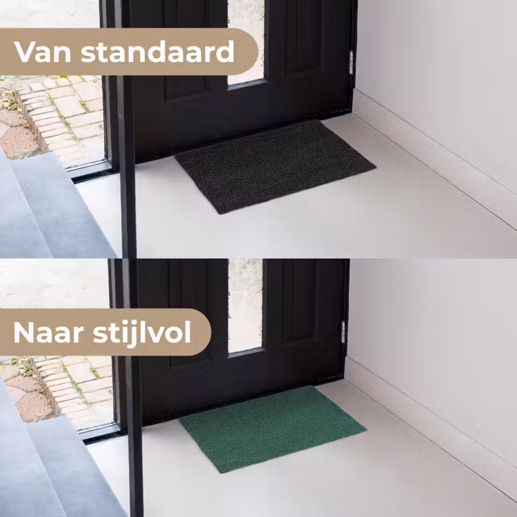 Patroon - Tegels - Dennen - Groen Deurmat klein 898 -voor-na_NL
