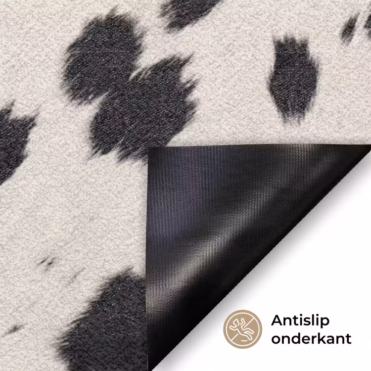 Patroon - Vacht - Zwart - Wit Deurmat klein -antislip_NL