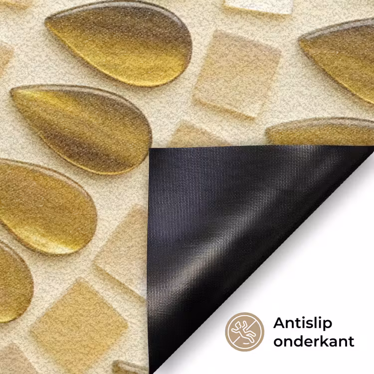 Patroon - Vormen - Mozaïek - Abstract - Goud Deurmat klein -antislip_NL